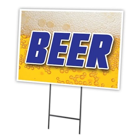 Signmission Beer Yard Sign & Stake outdoor plastic coroplast window, C-1824 Beer C-1824 Beer